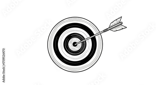 Arrow hitting the bullseye on a target, symbolizing achievement and success.
