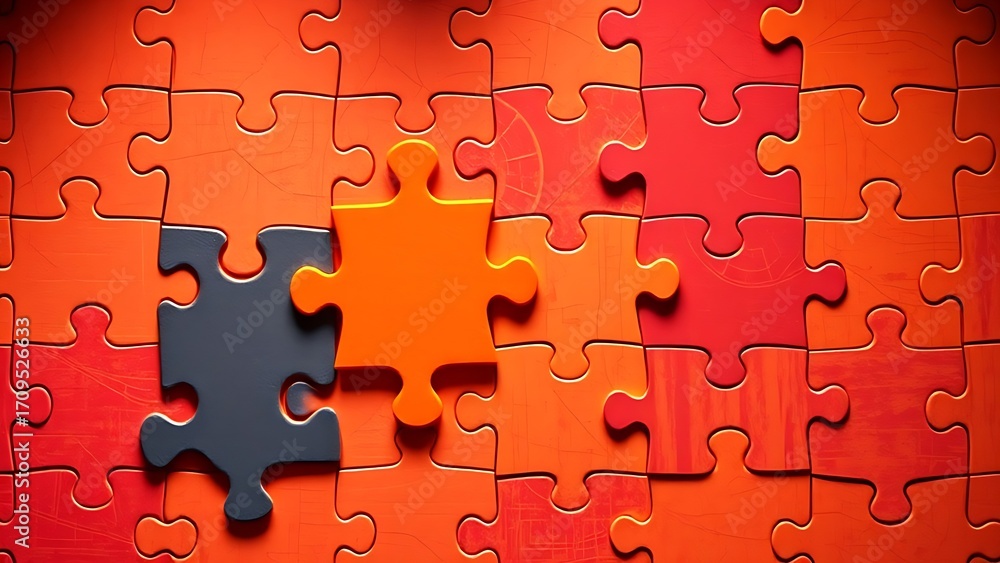 Fototapeta premium Abstract business strategy concept featuring interlocking puzzle pieces in warm tones.
