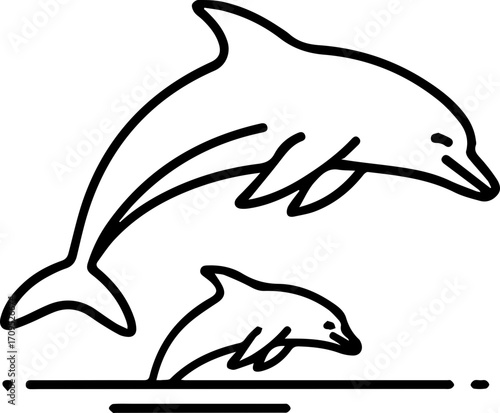 Graceful dolphins leap from ocean waves, capturing marine wonder and playful freedom for your designs