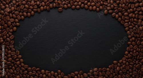 Coffee Beans Frame on Dark Background.
