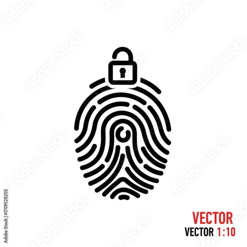 Fingerprint with a padlock on top representing security and personal identification and access control system created with generated ai
