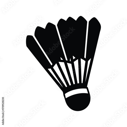 Black and white shuttlecock graphic representation of badminton sport equipment, shuttlecock silhouette vector illustration