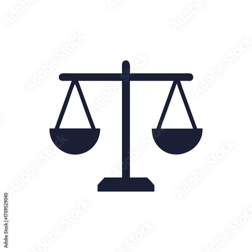 Flat vector illustration of balance scale symbol. Perfect for law, justice, fairness, equality, legal system, court, decision making, and business ethics related concepts and designs