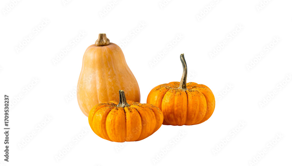 Fototapeta premium set of pumpkins isolated on transparent background, png 