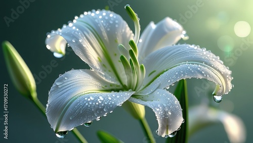 White lily flower with water drops close up floral photography nature beauty spring blossom petal blooming