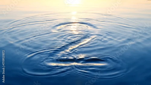 Cinematic Countdown Numbers 4 3 2 1 Formed by Flowing Water Ripples at Sunset