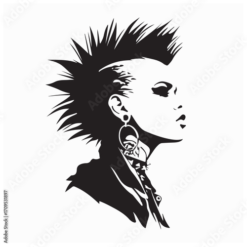 Fashionable Punk Rock Woman Vector Image on white background