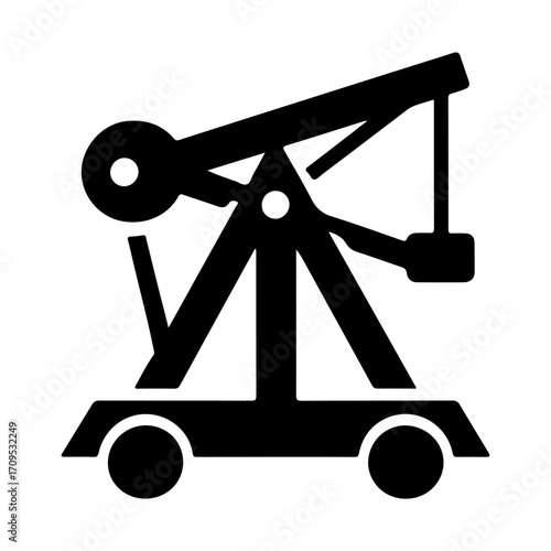 Flat Pictogram Icon Vector of War Catapult Design