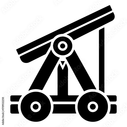Flat Pictogram Icon Vector of War Catapult Design