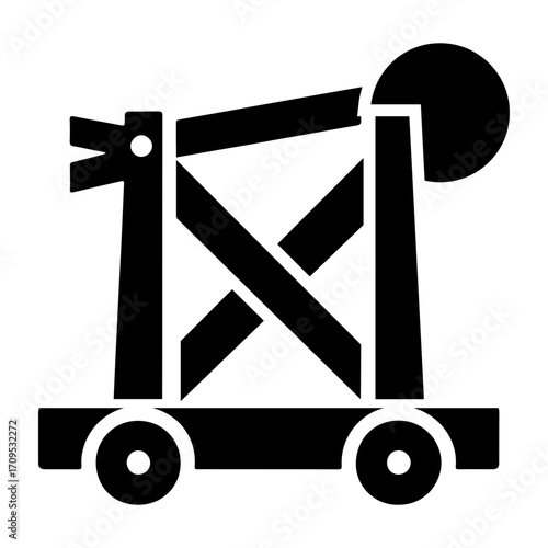 •  imple Pictogram Vector Icon of Medieval Catapult