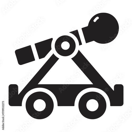 Minimal Vector Pictogram Icon of Ancient Catapult