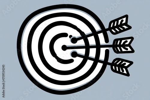 Bullseye representation of precision and achievement featuring a distinct target design with vibrant black and white concentric circles symbolizing focus and determination towards goals