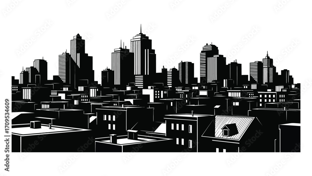 Fototapeta premium Cityscape Silhouette Illustration