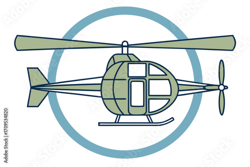 Helicopter within a Circle Emblem Keywords: helicopter, aircraft, rotorcraft, transport, aviation, flight