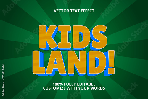 kids land editable text effect for kids