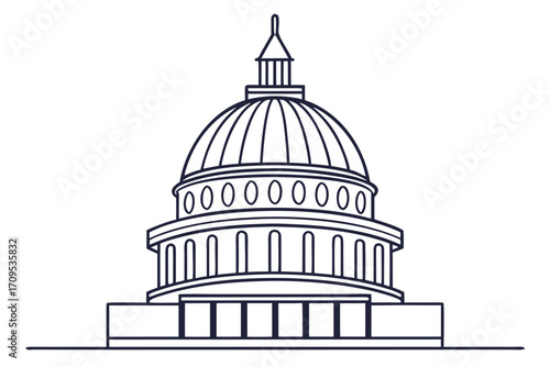 Outline Drawing Of The United States Capitol Building Keywords: capitol building, government, architecture
