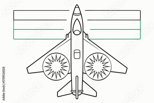 Outline of a fighter jet with UAE flag colors and starburst engines airplane aircraft