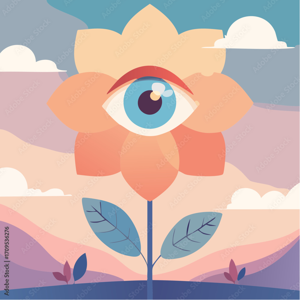 Obraz premium Surreal flower with single mystical eye