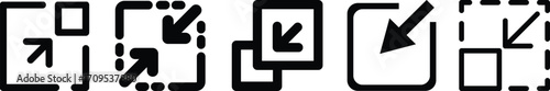 Minimize icon.Minimize icon rally compact size small scale arrows icons . shrink icon resize in arrows.minimize icon four 4 arrows icon meeting point.Minimize Icon with reflection on white background.