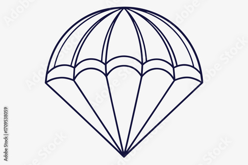 Simple Outline of a Parachute skydiving jumping