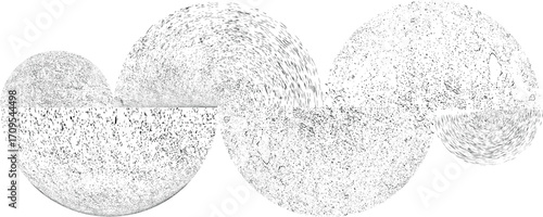 Sprayed black half circles composition .Graffiti art design . Noise textured semi circles . Spray effect .Grunge texture .Art design forms.Distressed element .Rough roller paint semicircles .Vector 