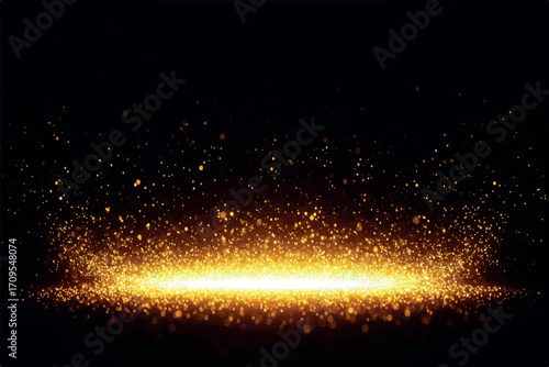 A dramatic explosion of golden particles and light against a black background, evoking magic, energy, and a sense of wonder