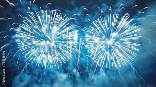 blue fireworks in the night sky