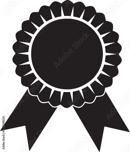 Award badge or winning prize ribbon flat vector Black silhouette vector