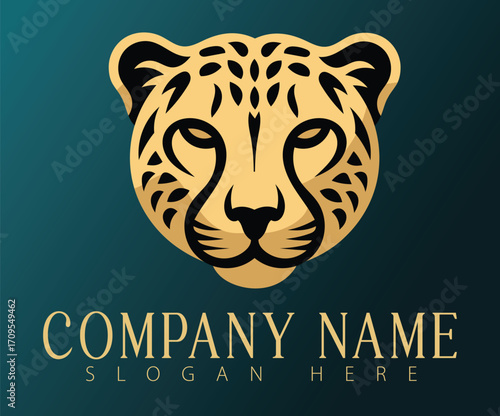 A digital logo design featuring a cheetah head.
