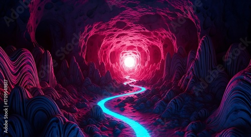 Abstract Neon Tunnel Pathway.