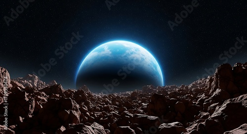 Earth from Space, Rocky Landscape, Cosmic View.