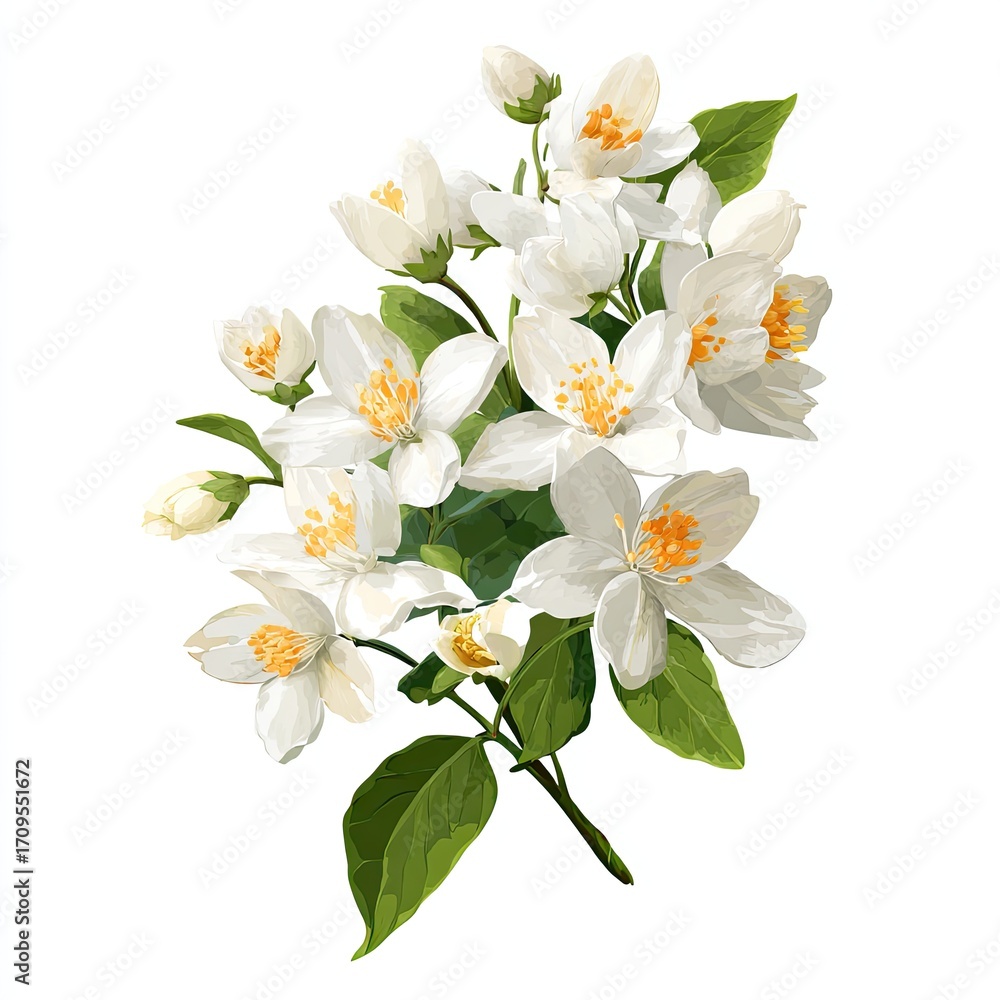 Obraz premium Delicate bouquet of white jasmine flowers