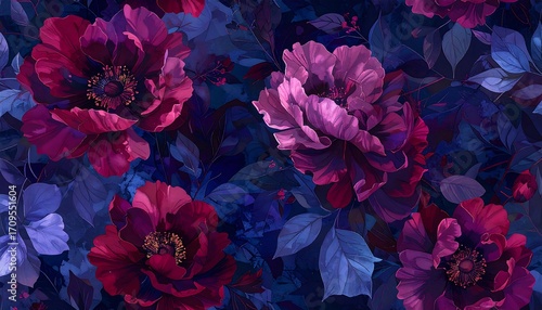 Fototapeta Naklejka Na Ścianę i Meble -  Dark floral pattern