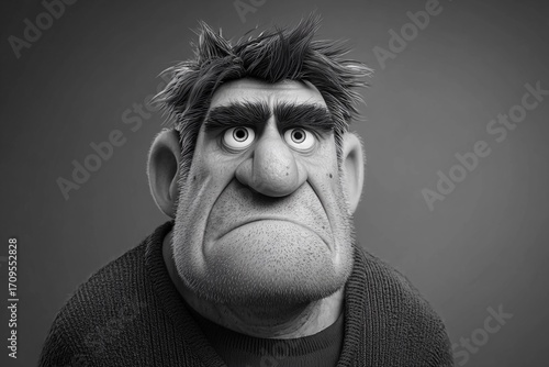 Mood of a Misunderstood Character Captured in Striking Black and White Ink Art Generative AI