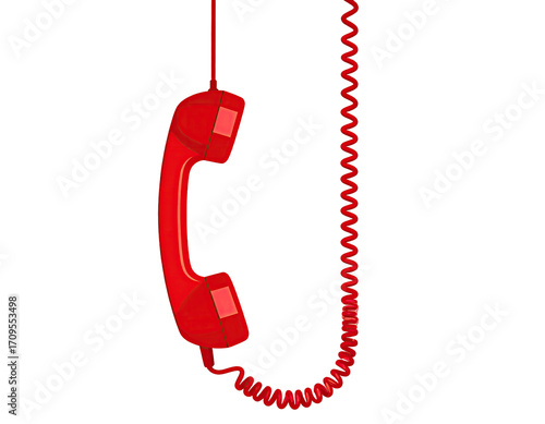 Red rotary phone handset hanging