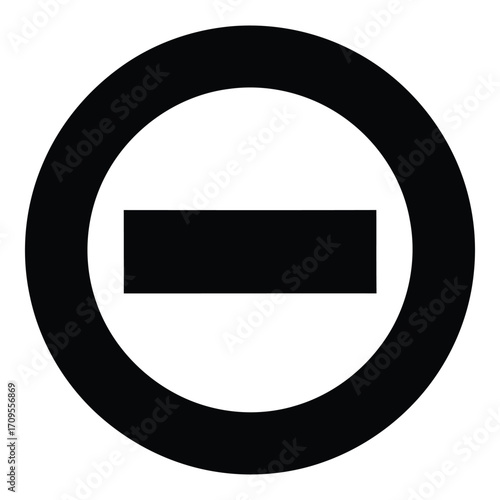 Black circle with horizontal bar prohibition symbol no entry sign round geometric graphic silhouette