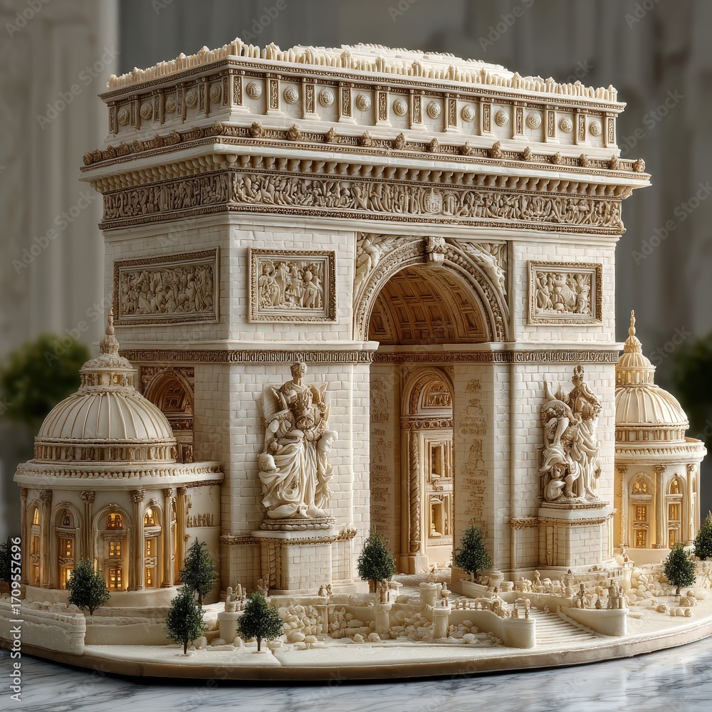 Obraz premium 3D pastry sculpture shaped like a famous monument