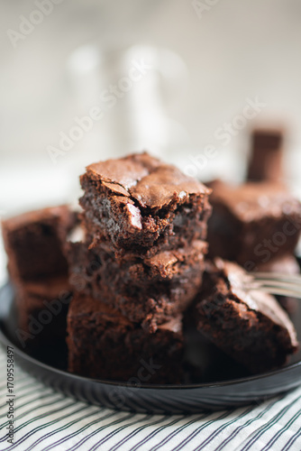 delicious square pieces of fudgy chocolate brownies