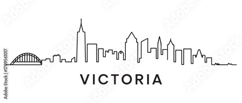 Victoria Line Art skyline silhouette. Black Victoria city design isolated. with white background