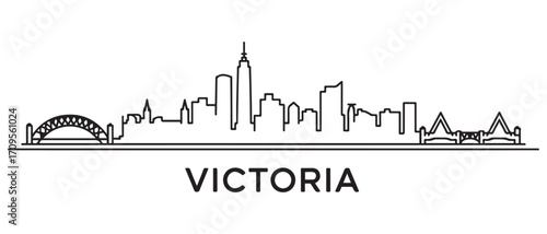 Victoria Line Art skyline silhouette. Black Victoria city design isolated. with white background