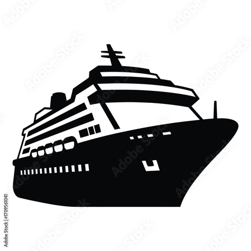 Modern cruise ship silhouette for travel and leisure projects silhouette