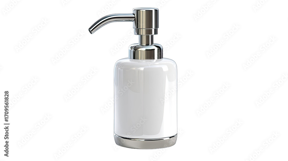 Fototapeta premium White ceramic soap dispenser with chrome accents