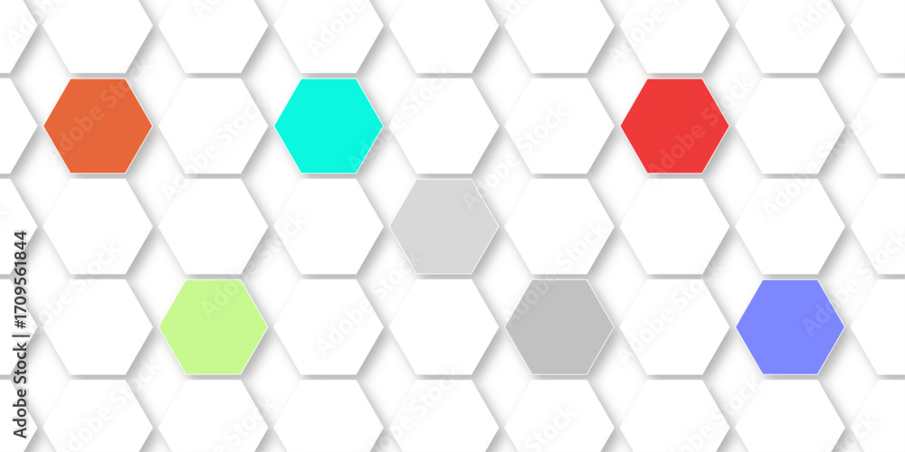 Naklejka premium Abstract bright and colorful hexagon mosaic wallpaper or background. can be used for template, poster, backdrop, book cover, brochure, leaflet, flyer. Colorful infinity abstract background. 3d render.