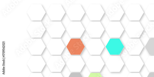 Abstract bright and colorful hexagon mosaic wallpaper or background. can be used for template, poster, backdrop, book cover, brochure, leaflet, flyer. Colorful infinity abstract background. 3d render.