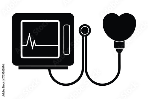 blood pressure monitor silhouette vector icon