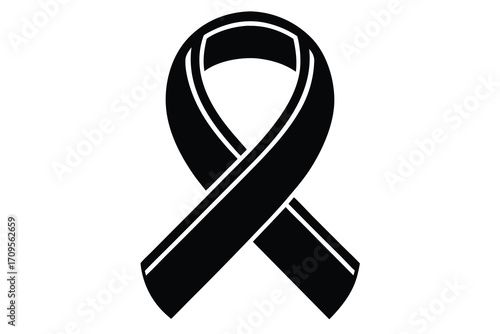 cancer ribbon silhouette vector icon