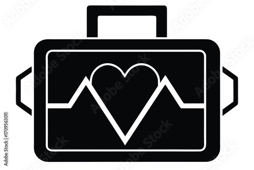 defibrillator silhouette vector icon