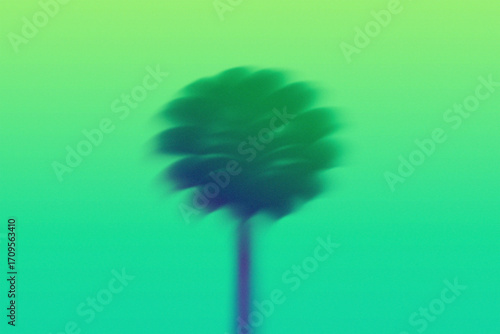 A blurred, abstract, gradient background with a tropical palm tree silhouette, creating a calming and serene visual atmosphere for digital design