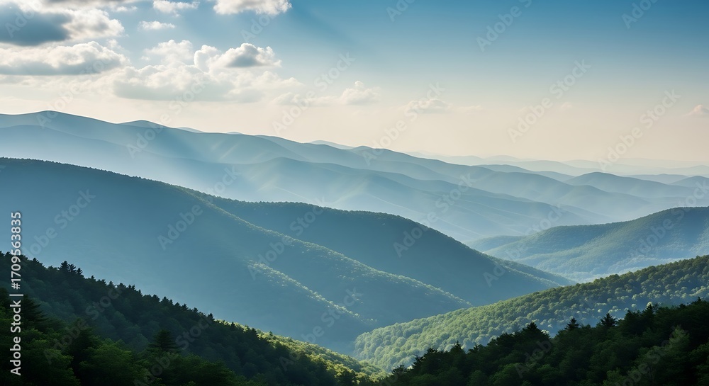 Obraz premium Majestic Mountain Range Under a Cloudy Sky.