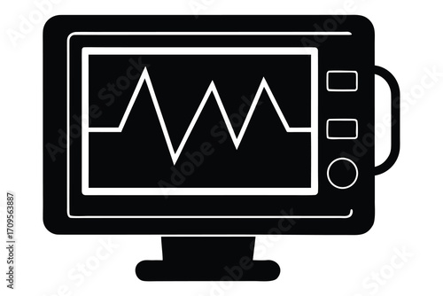 ecg machine silhouette vector icon